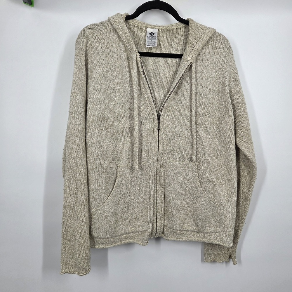 Columbia Sweater Knit Full-Zip L Beige Warm Casual Vintage Granola Gorpcore